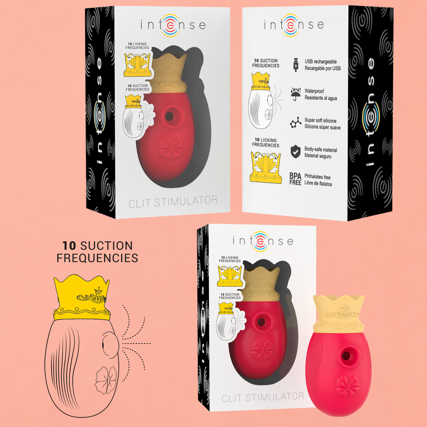 INTENSE – Stimulateur Clitoridien Aspiration & Léchage Rouge