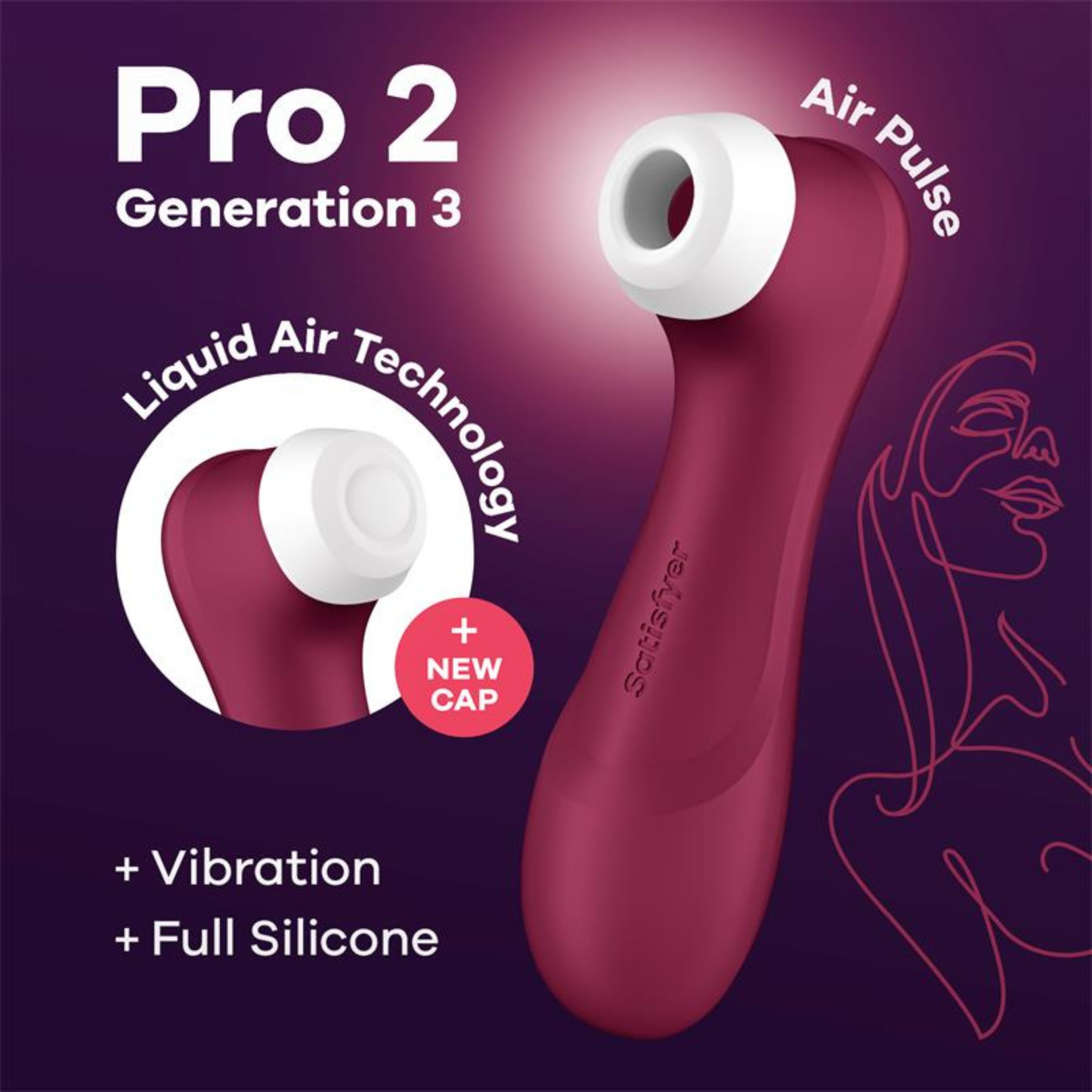 Satisfyer Pro 2 Génération 3 Rouge Bordeaux – Technologie Air Pulse & Vibrations Intenses