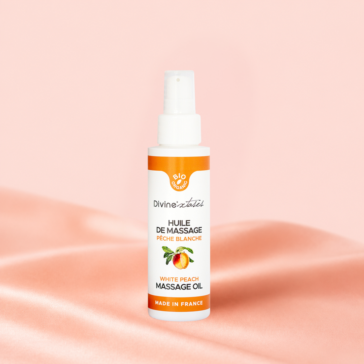 Huile de Massage Gourmande BIO – Pêche Blanche