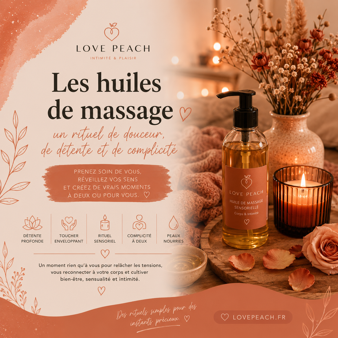 Les huiles de massage : un rituel de douceur, de détente et de complicité