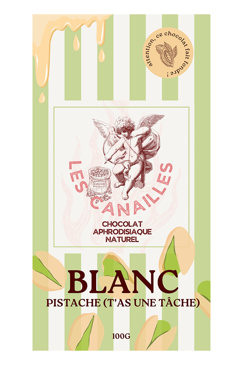 Chocolat Blanc Aphrodisiaque Pistache 100g – Les Canailles (Artisanal Français)