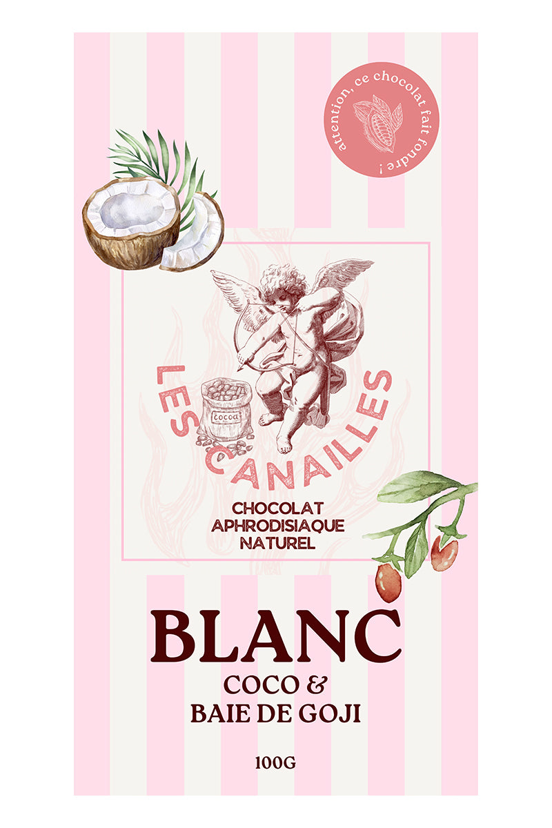 Chocolat Blanc Coco & Baies de Goji 100g – Les Canailles (Artisanal Français)