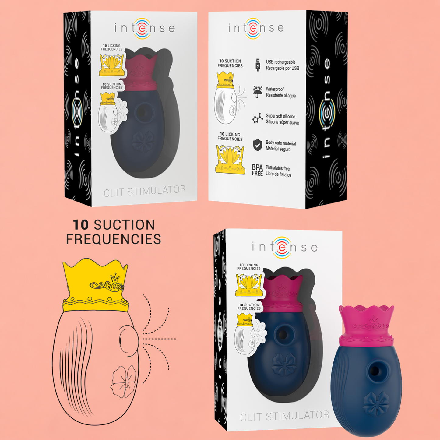 INTENSE – Stimulateur Clitoridien Aspiration & Léchage Bleu