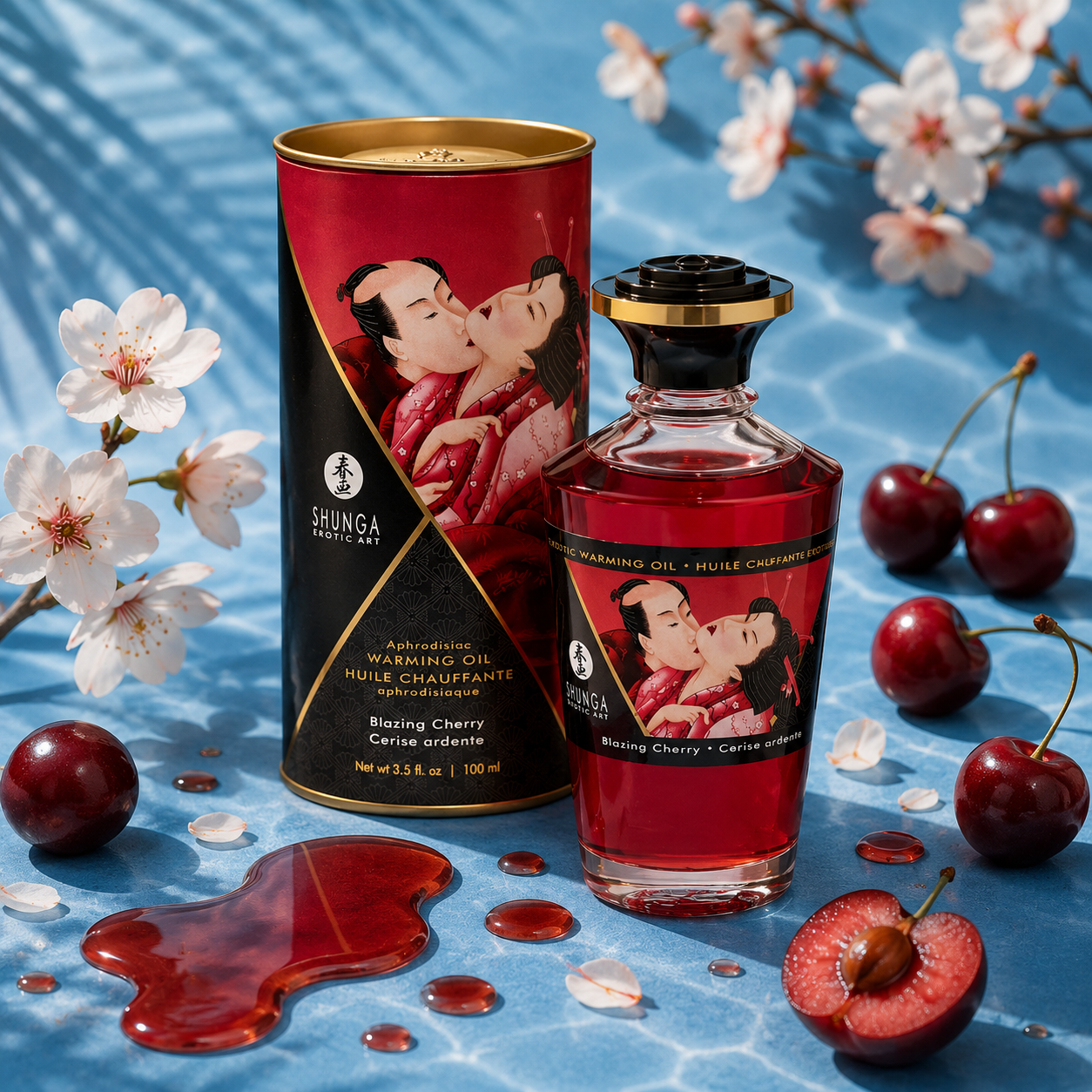 SHUNGA – Huile de Massage Effet Chaleur Cerise 100 ml