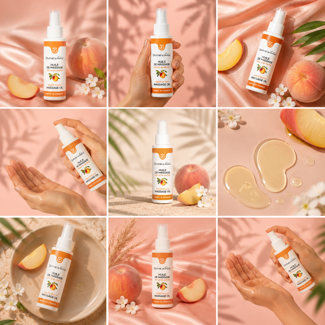 Huile de Massage BIO – Pêche Blanche